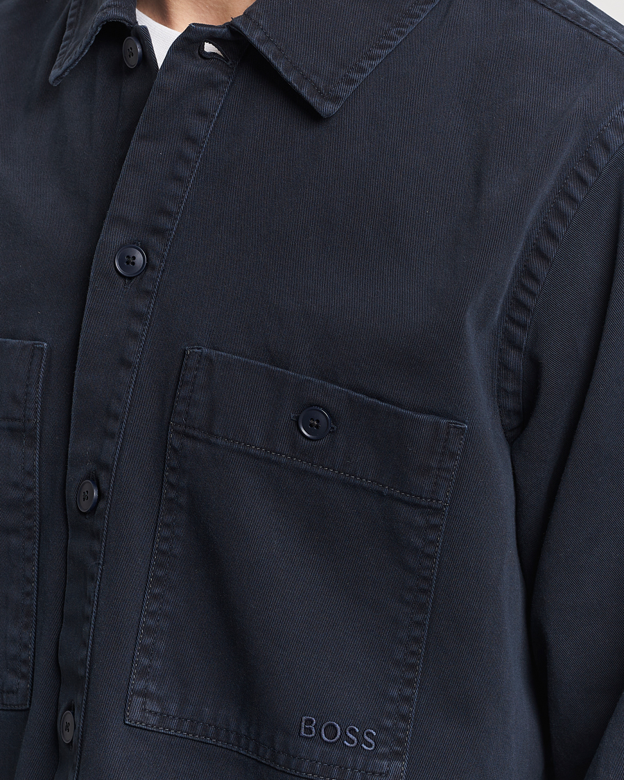 Homme | Chemises | BOSS ORANGE | Locky Cotton Overshirt Dark Blue