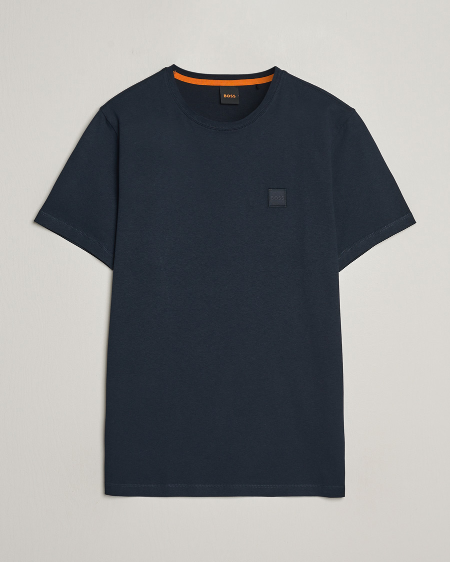 Heren | T-shirts | BOSS ORANGE | Tales Logo Crew Neck T-Shirt Dark Blue