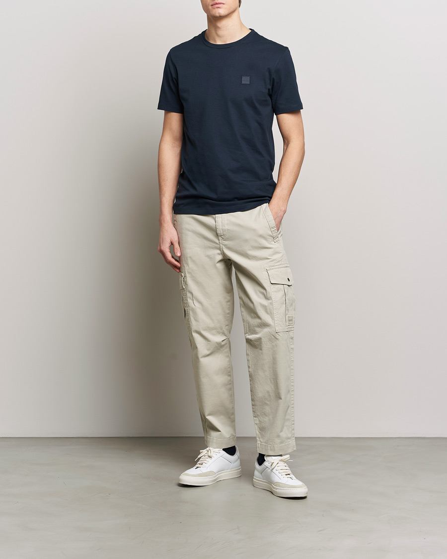 Heren | T-shirts | BOSS ORANGE | Tales Logo Crew Neck T-Shirt Dark Blue