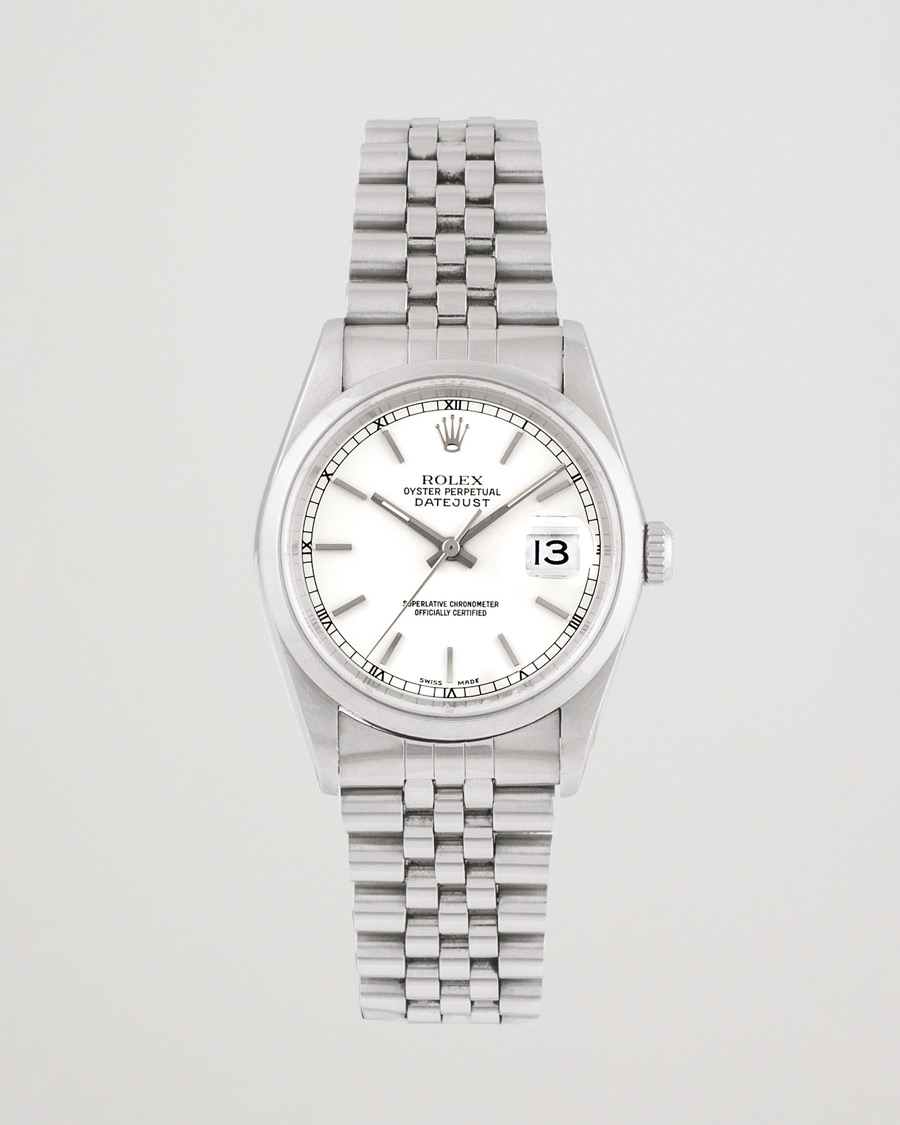 Homme | Rolex Pre-Owned Datejust 16200 Oystert Perpetual Steel Silver | Rolex Pre-Owned | Datejust 16200 Oystert Perpetual Steel Silver
