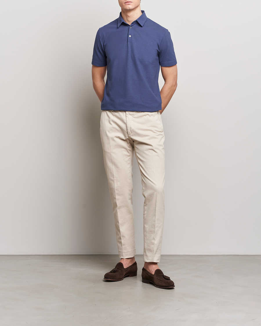 Homme | Polos | Zanone | Ice Cotton Polo Steel Blue