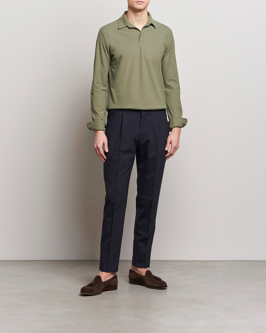 Homme | Pulls Et Tricots | Zanone | Ice Cotton Long Sleeve Polo Olive