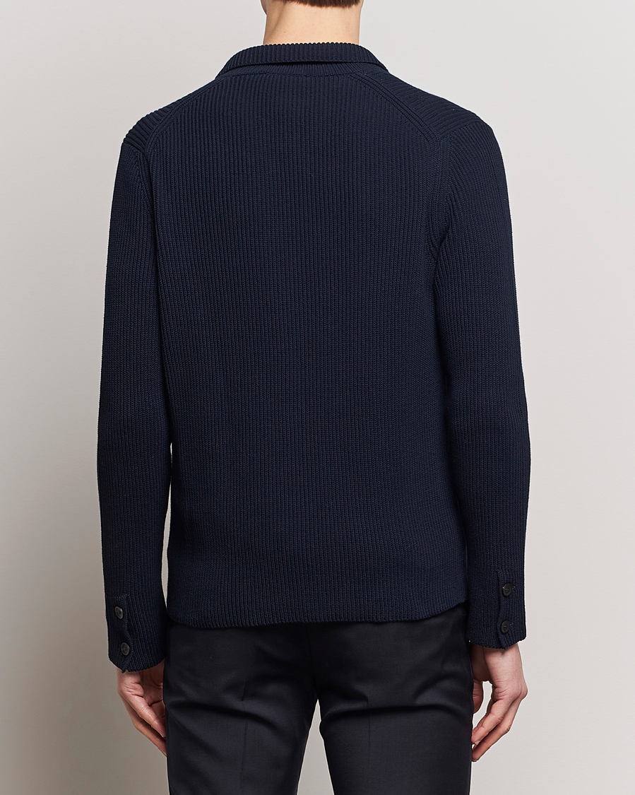 Homme | Blazers | Zanone | Cotton Rib Knitted Blazer Navy