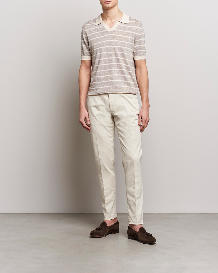 Heren | Broeken | Incotex | Slim Fit Garment Dyed Slacks Off White