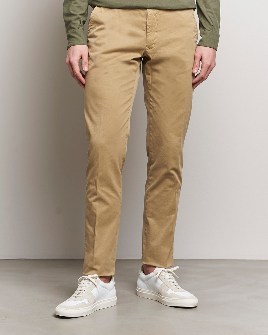 Homme | Pantalons | Incotex | Slim Fit Garment Dyed Slacks Beige