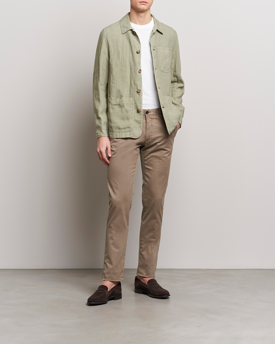 Homme | Pantalons | Incotex | Slim Fit Garment Dyed Slacks Light Brown