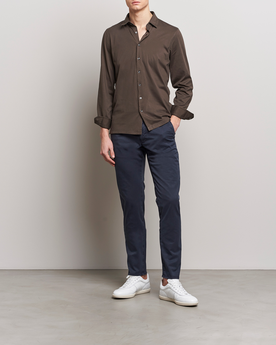 Homme | Pantalons | Incotex | Slim Fit Garment Dyed Slacks Navy