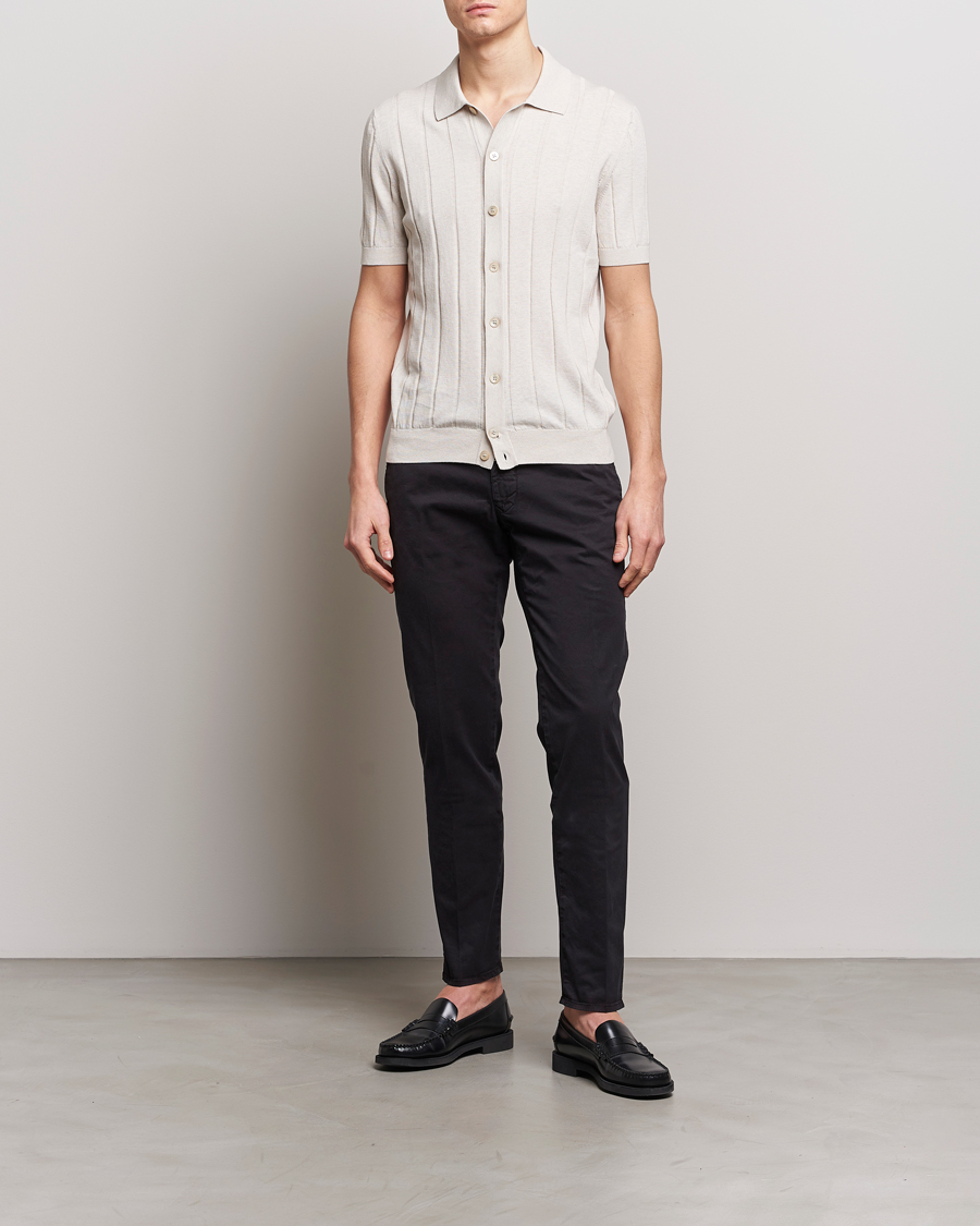 Homme | Pantalons | Incotex | Slim Fit Garment Dyed Slacks Black