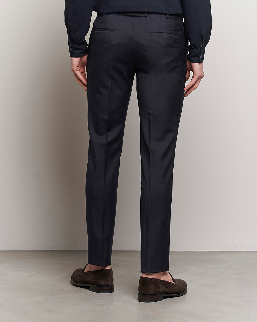 Heren | Broeken | Incotex | Slim Fit Tropical Wool Trousers Navy