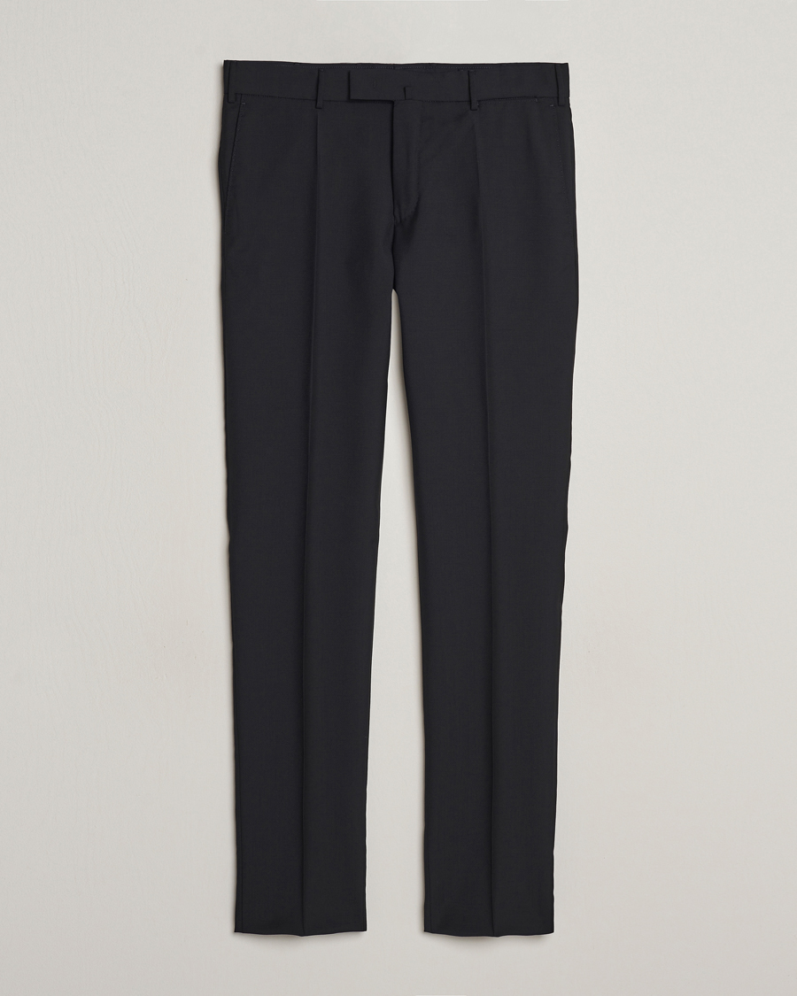 Homme | Pantalons | Incotex | Slim Fit Tropical Wool Trousers Black