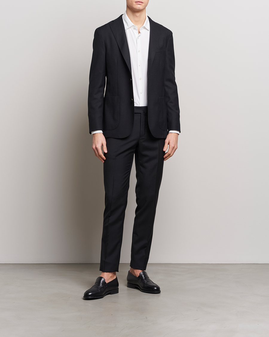 Homme | Pantalons | Incotex | Slim Fit Tropical Wool Trousers Black