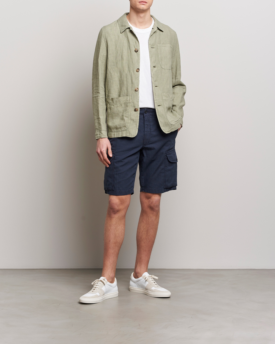 Heren | Korte broek | Incotex | Cotton Cargo Shorts Navy