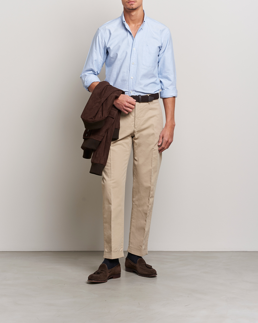 Heren | Overhemden | Kamakura Shirts | Vintage Ivy Oxford Button Down Shirt Light Blue