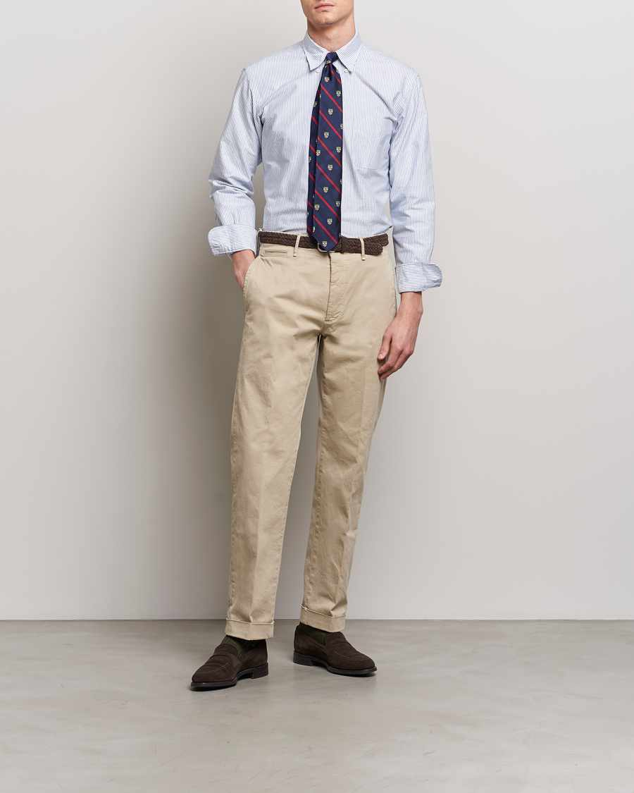 Heren | Overhemden | Kamakura Shirts | Vintage Ivy Oxford Button Down Shirt Blue Stripe