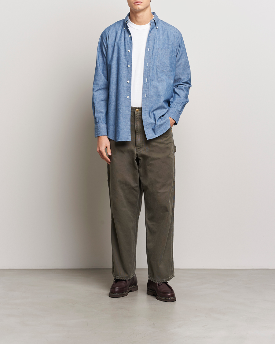 Heren | Overhemden | Kamakura Shirts | Vintage Ivy Chambray Button Down Shirt Blue