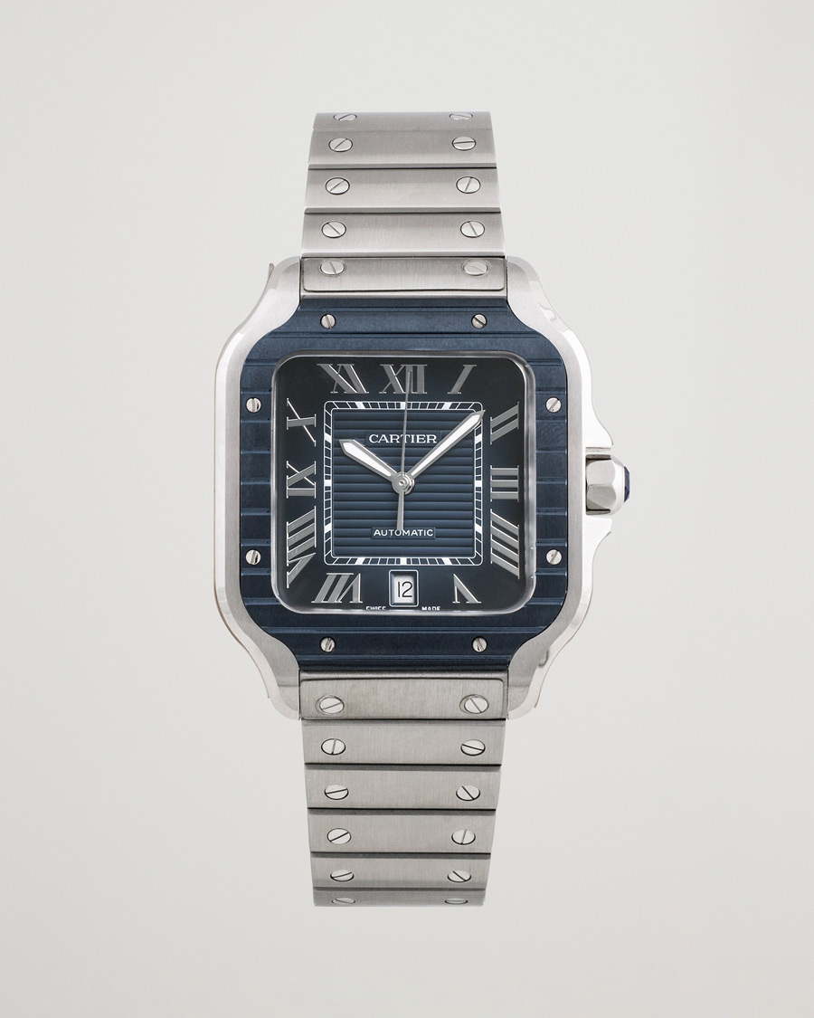 Homme | Cartier Pre-Owned Santos De Cartier Steel WSSA0048 Silver | Cartier Pre-Owned | Santos De Cartier Steel WSSA0048 Silver