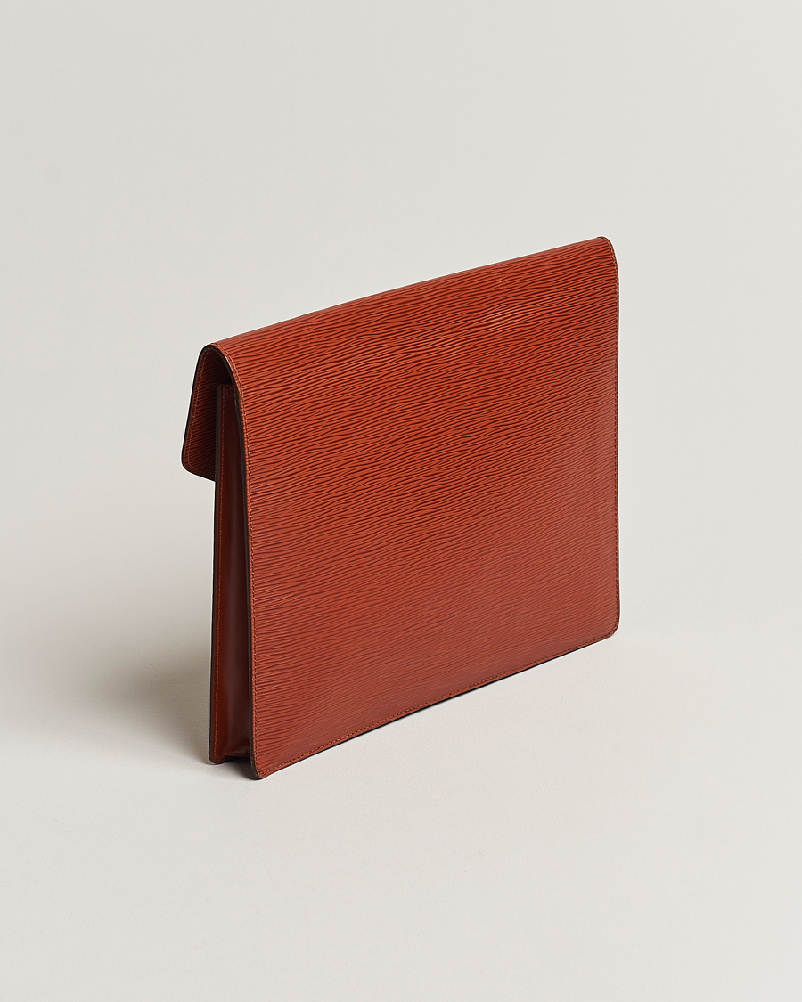 Heren | Louis Vuitton Pre-Owned Senateur Epi Leather Document Case Brown | Louis Vuitton Pre-Owned | Senateur Epi Leather Document Case Brown