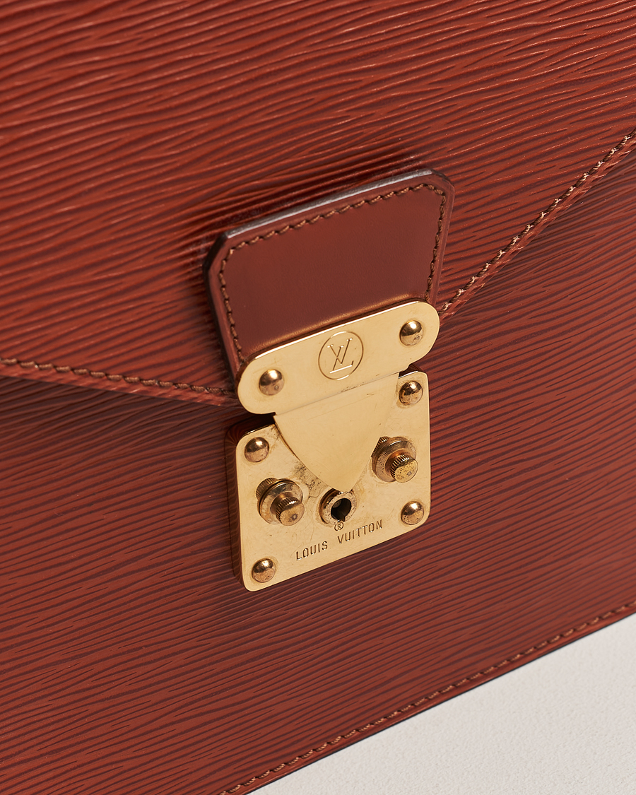 Heren | Louis Vuitton Pre-Owned Senateur Epi Leather Document Case Brown | Louis Vuitton Pre-Owned | Senateur Epi Leather Document Case Brown