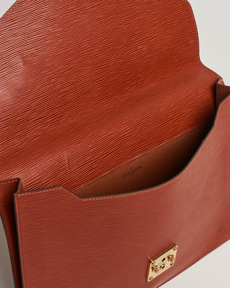 Heren | Louis Vuitton Pre-Owned Senateur Epi Leather Document Case Brown | Louis Vuitton Pre-Owned | Senateur Epi Leather Document Case Brown