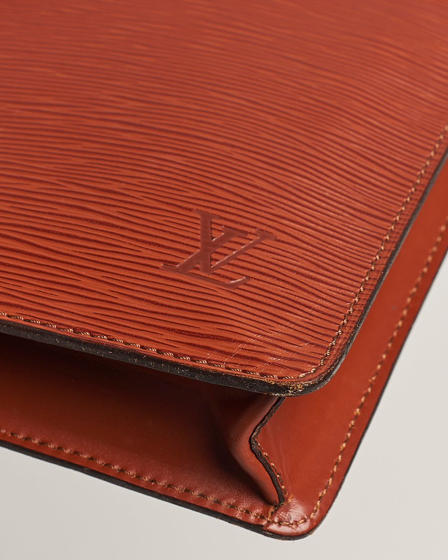 Heren | Louis Vuitton Pre-Owned Senateur Epi Leather Document Case Brown | Louis Vuitton Pre-Owned | Senateur Epi Leather Document Case Brown
