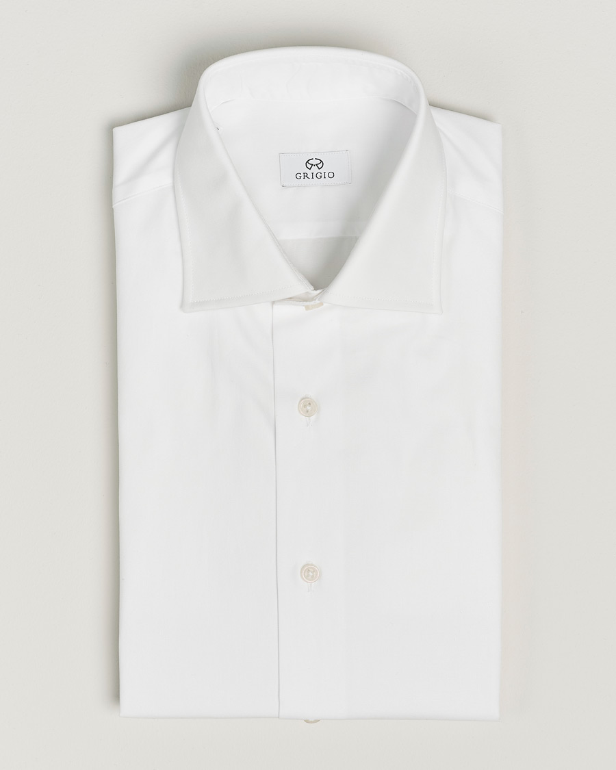 Homme | Chemises | Grigio | Cotton Twill Dress Shirt White