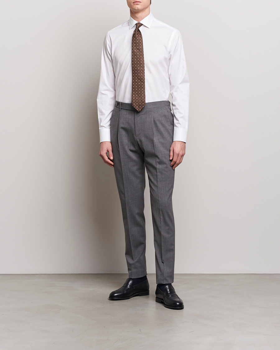 Homme | Chemises | Grigio | Cotton Twill Dress Shirt White