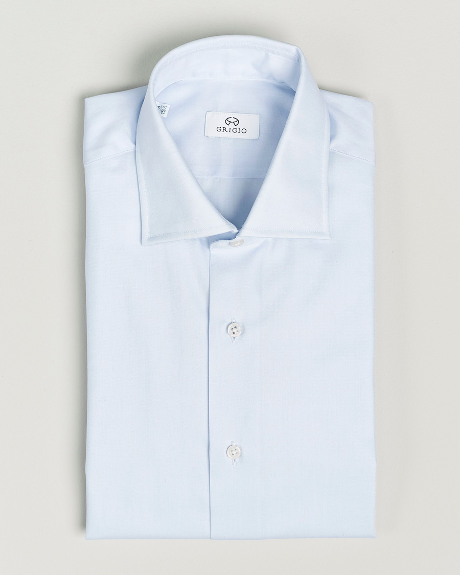 Homme | Chemises | Grigio | Cotton Twill Dress Shirt Light Blue