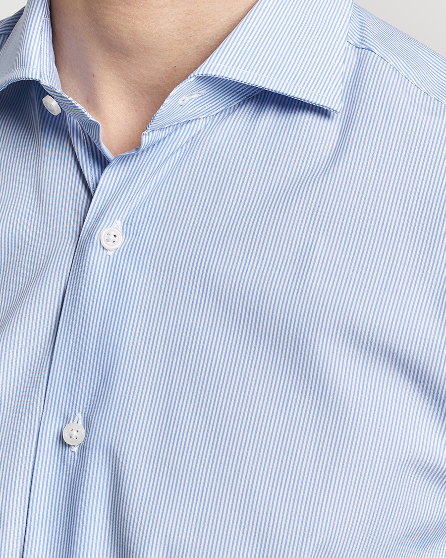 Homme | Chemises | Grigio | Cotton Poplin Dress Shirt Light Blue Stripe