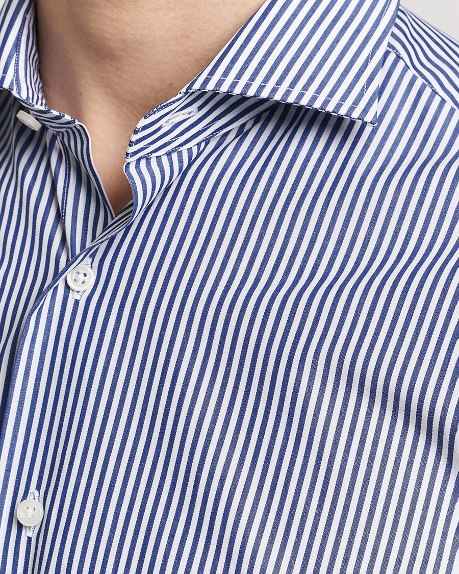 Heren | Overhemden | Grigio | Cotton Poplin Dress Shirt Blue Stripe