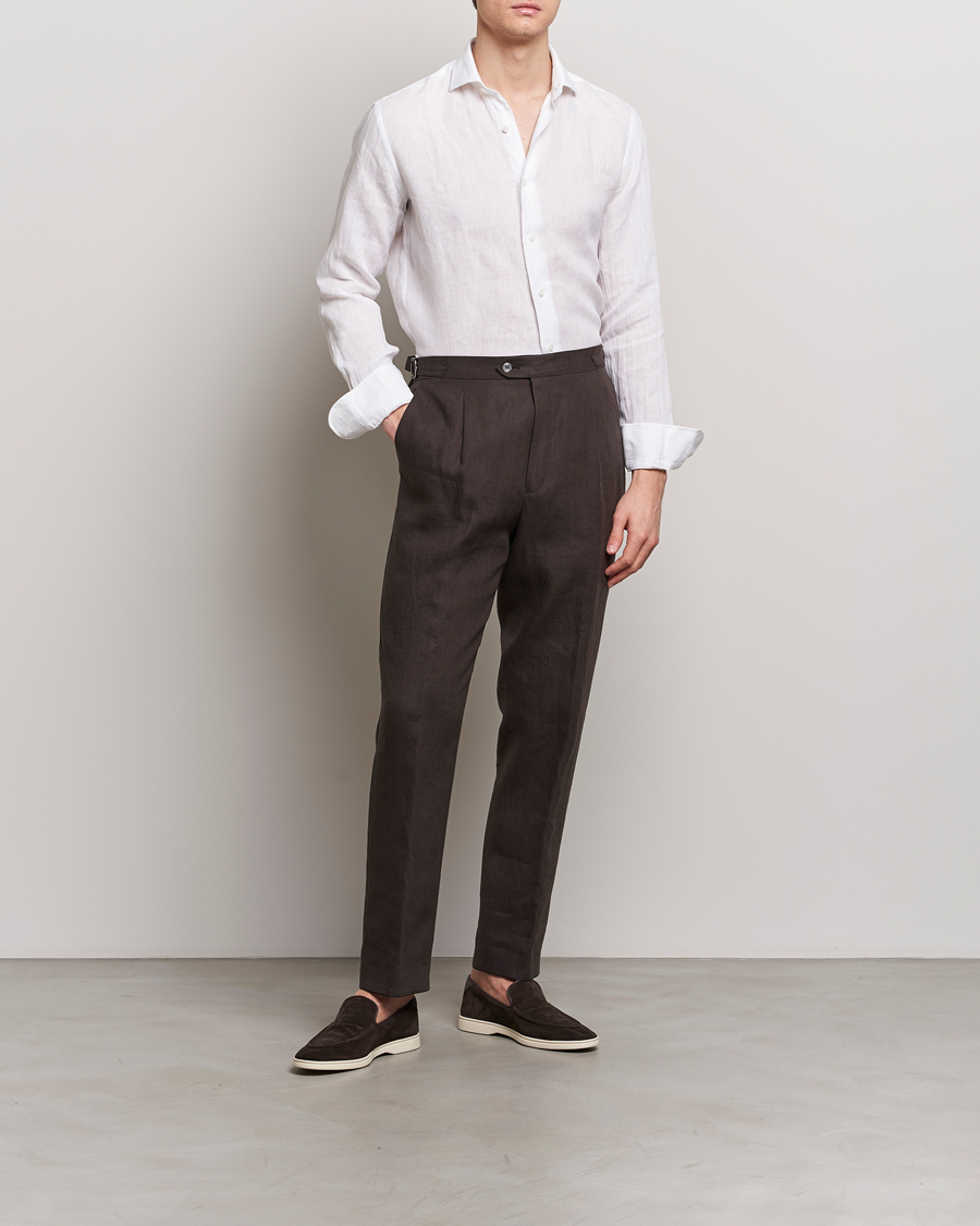 Homme | Chemises | Grigio | Linen Casual Shirt White