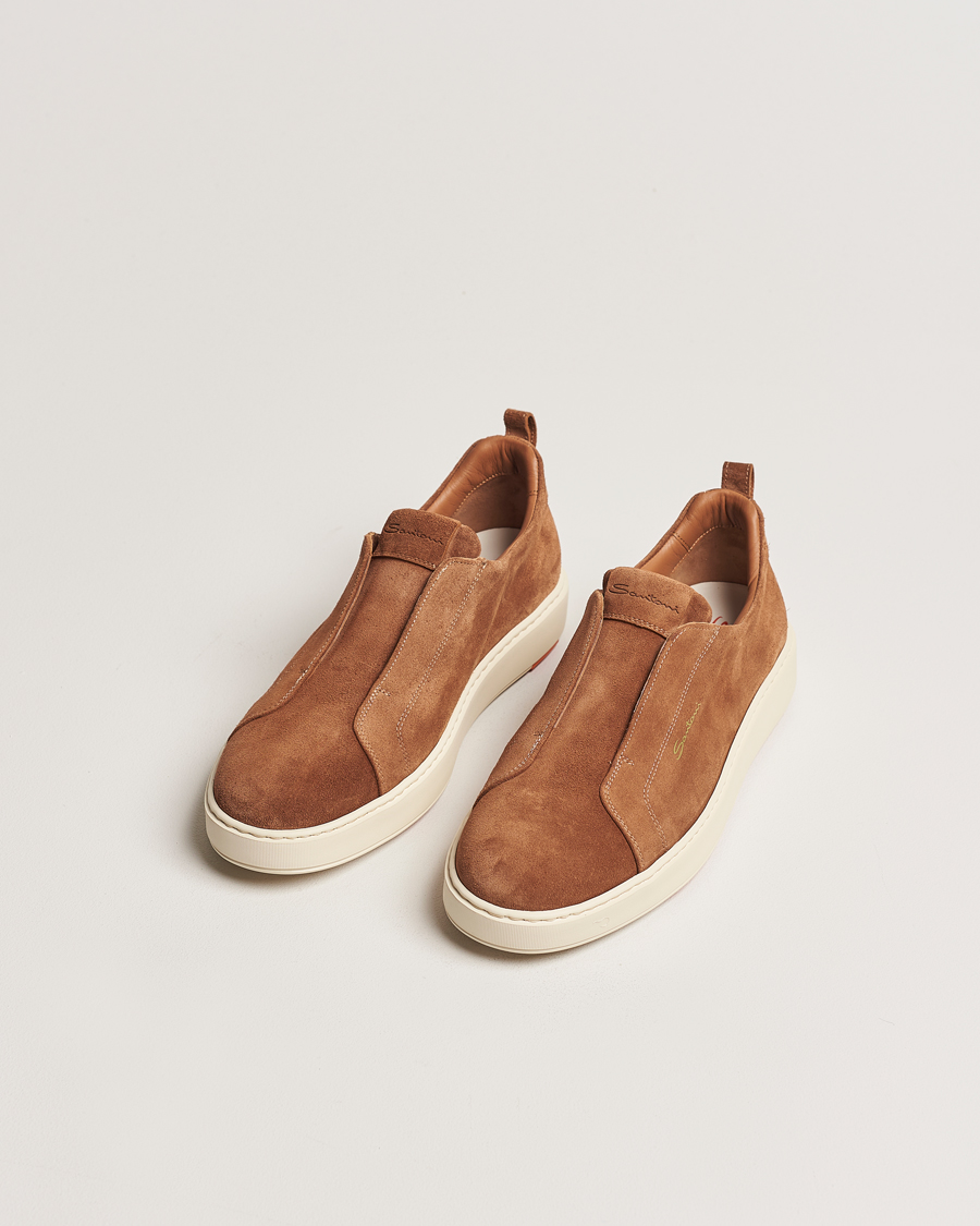 Homme | Santoni Cleanic No Lace Sneakers Brown Suede | Santoni | Cleanic No Lace Sneakers Brown Suede
