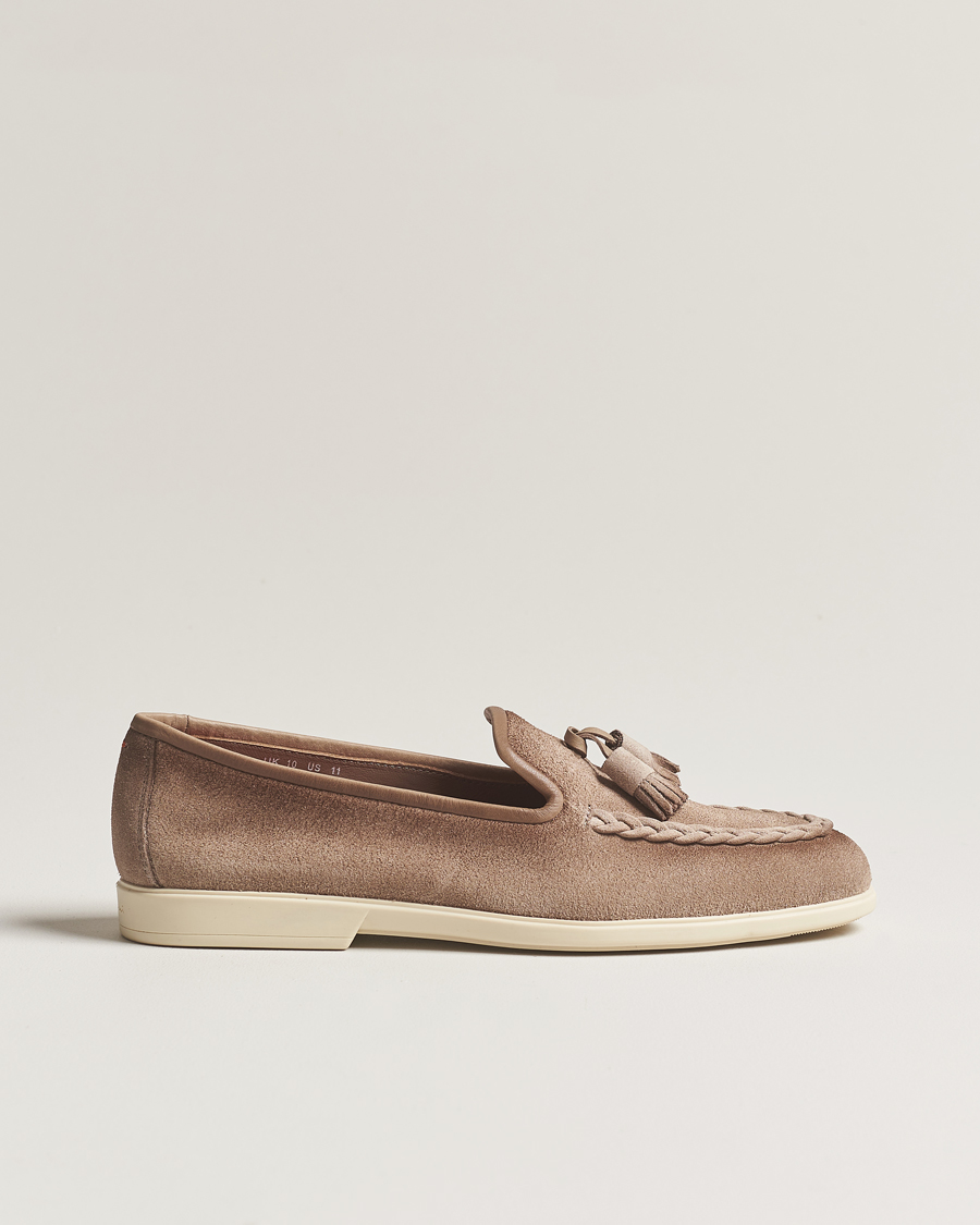 Homme | Santoni Summer Tassel Loafers Beige Suede | Santoni | Summer Tassel Loafers Beige Suede