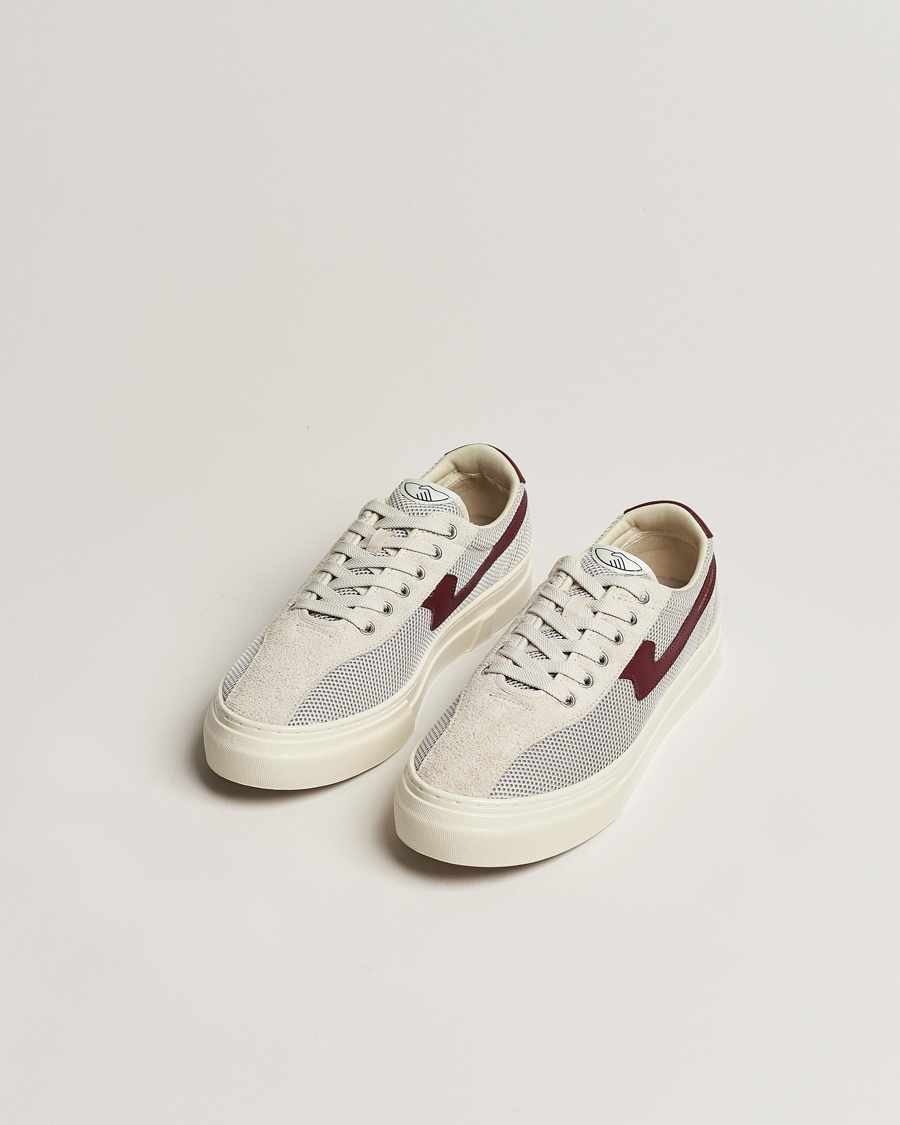 Homme | Stepney Workers Club Dellow S-Strike Tennis Mesh Sneaker Ecru/Red | Stepney Workers Club | Dellow S-Strike Tennis Mesh Sneaker Ecru/Red