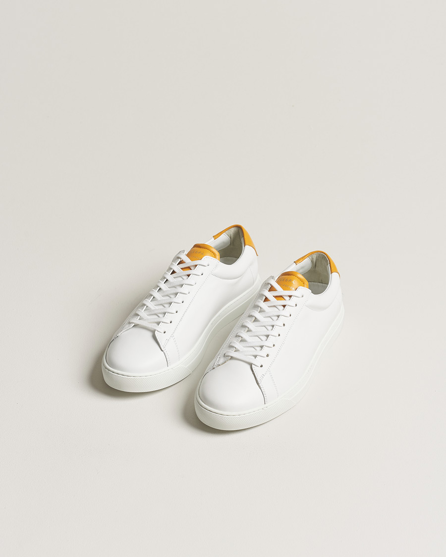 Heren | Zespà ZSP4 Nappa Leather Sneakers White/Yellow | Zespà | ZSP4 Nappa Leather Sneakers White/Yellow