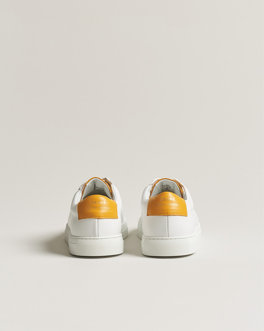Heren | Zespà ZSP4 Nappa Leather Sneakers White/Yellow | Zespà | ZSP4 Nappa Leather Sneakers White/Yellow