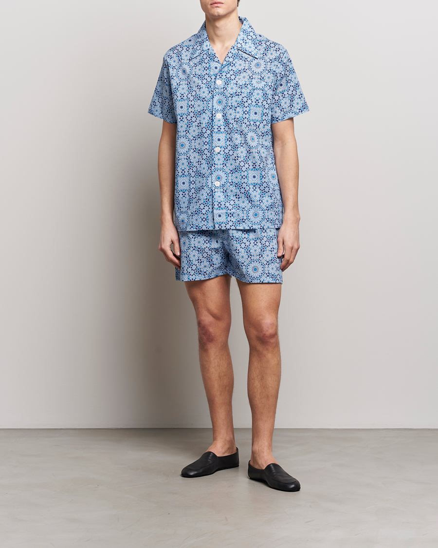 Heren | Pyjama's en gewaden | Derek Rose | Shortie Printed Cotton Pyjama Set Blue