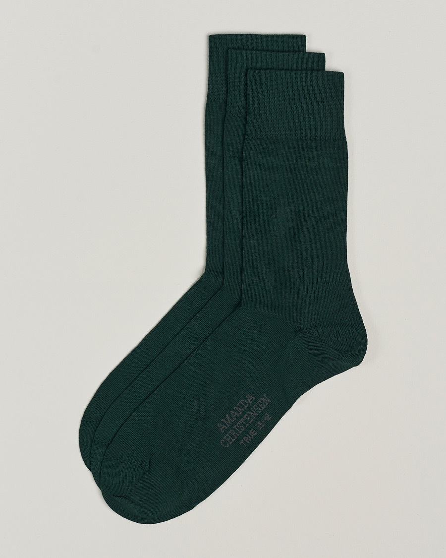 Heren | Ondergoed | Amanda Christensen | 3-Pack True Cotton Socks Bottle Green