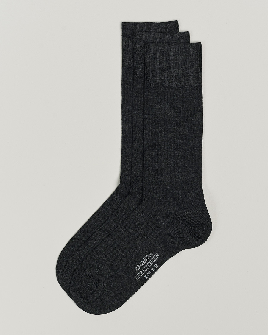Homme | Sous-Vêtements Et Chaussettes | Amanda Christensen | 3-Pack Icon Wool/Cotton Socks Antracite Melange