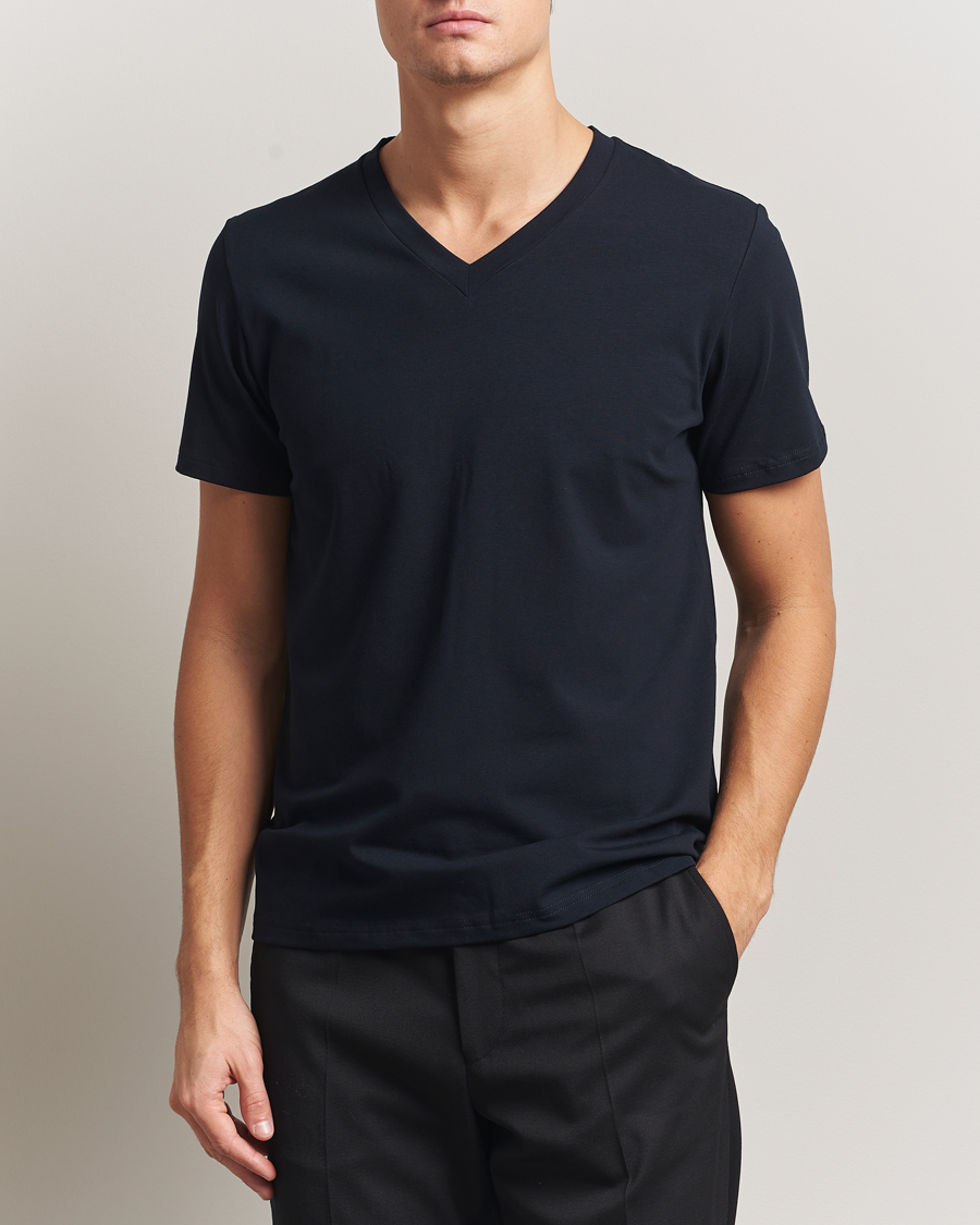 Heren | T-shirts | Filippa K | Organic Cotton V-Neck T-Shirt Navy