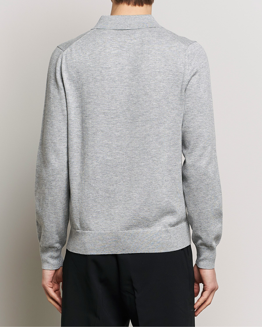 Heren | Truien | Filippa K | Knitted Polo Shirt Light Grey Melange
