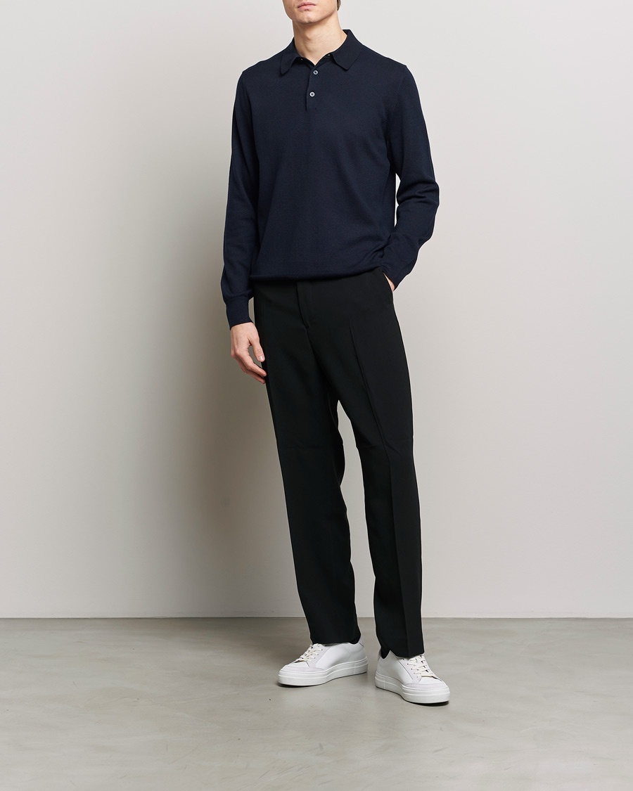Heren | Truien | Filippa K | Knitted Polo Shirt Navy