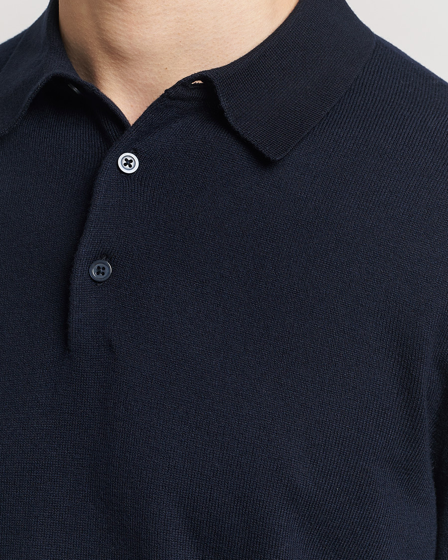 Heren | Truien | Filippa K | Knitted Polo Shirt Navy