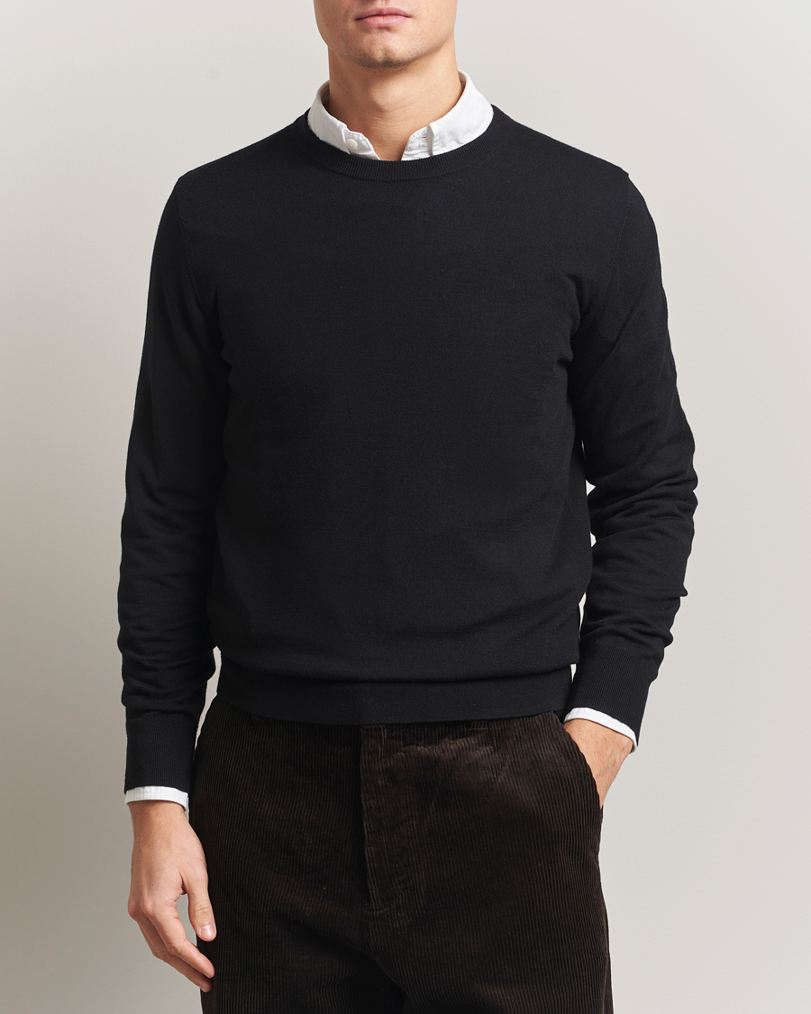 Heren | Truien | Filippa K | Merino Round Neck Sweater Black