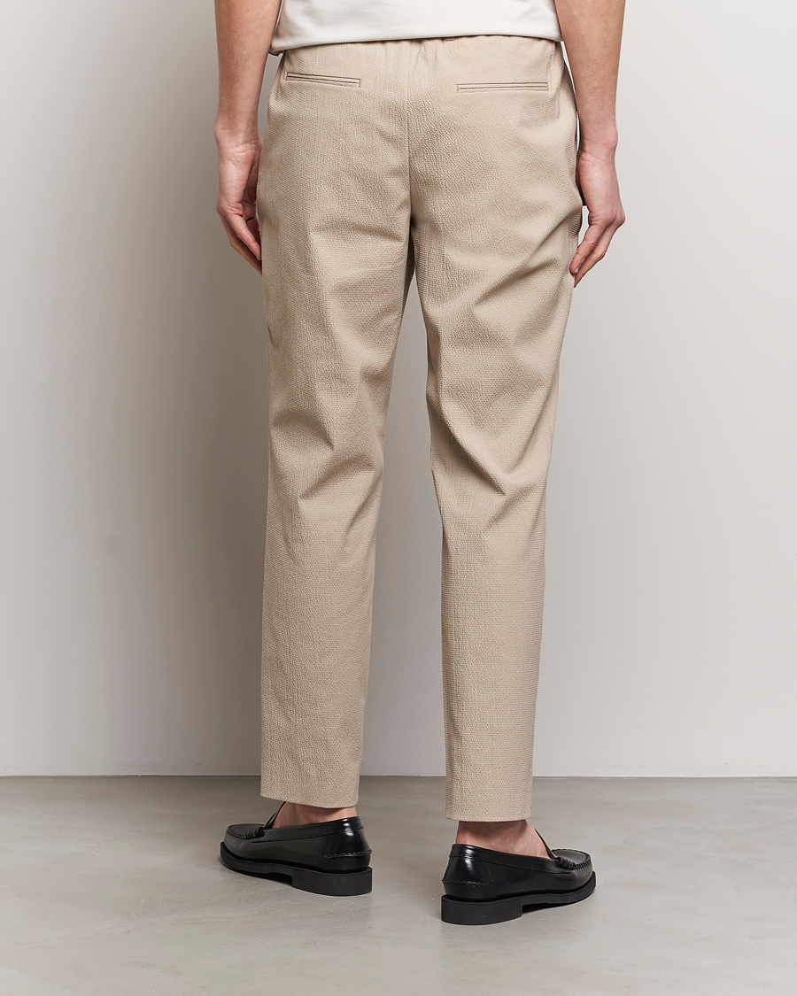 Heren | Broeken | BOSS BLACK | Perin Cotton Seersucker Pants Dark Beige