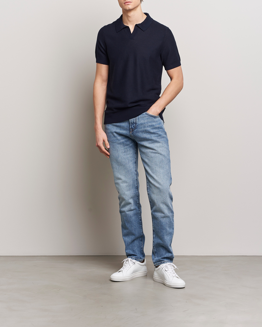 Homme | Polos | BOSS BLACK | Tempio Open Collar Polo Dark Blue