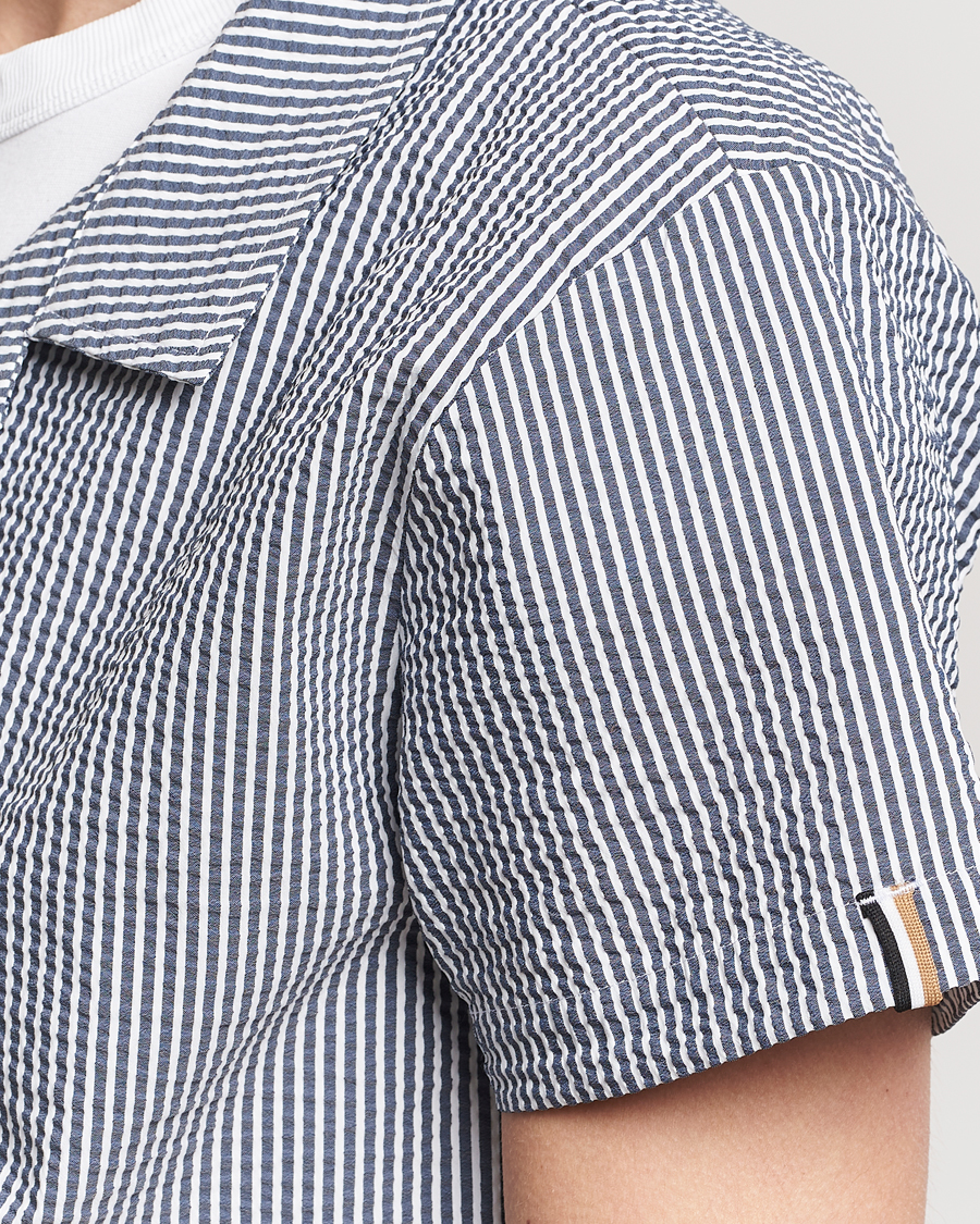 Heren | Overhemden | BOSS BLACK | Short Sleeve Open Collar Shirt Navy