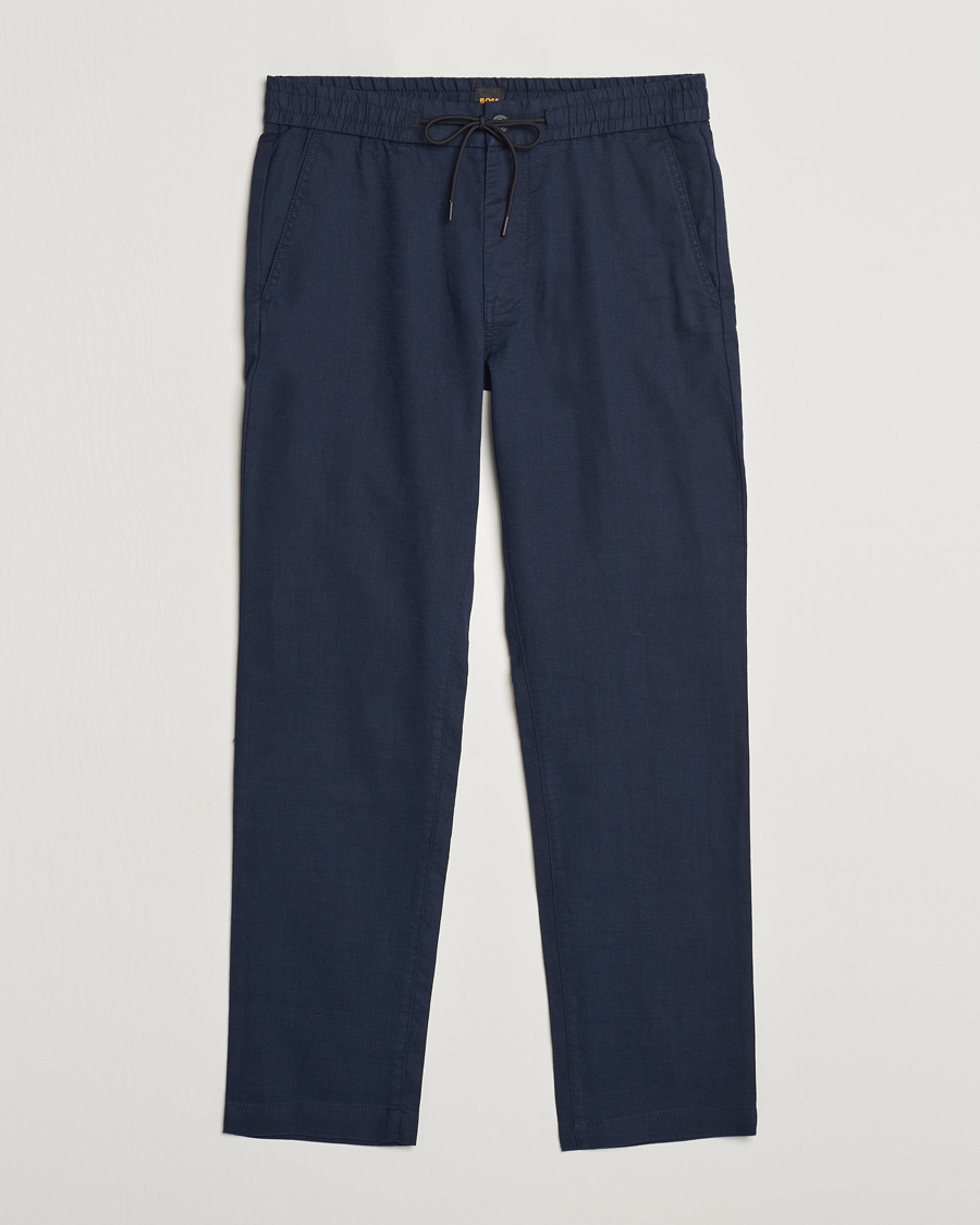 Heren | Broeken | BOSS ORANGE | Sanderson Linen Pants Dark Blue