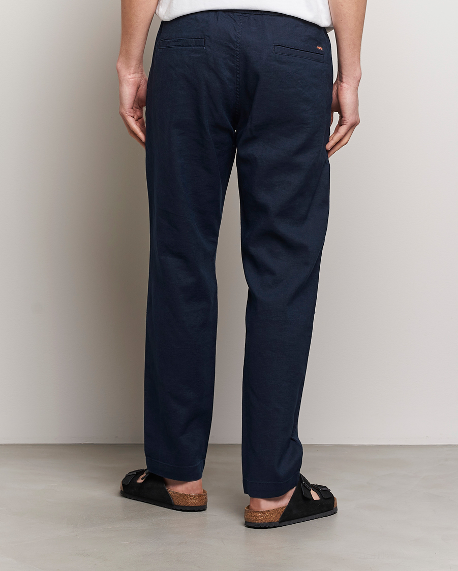 Heren | Broeken | BOSS ORANGE | Sanderson Linen Pants Dark Blue