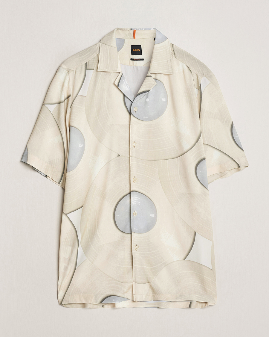 Homme | Chemises | BOSS ORANGE | Rayer Short Sleeve Printed Shirt Light Beige