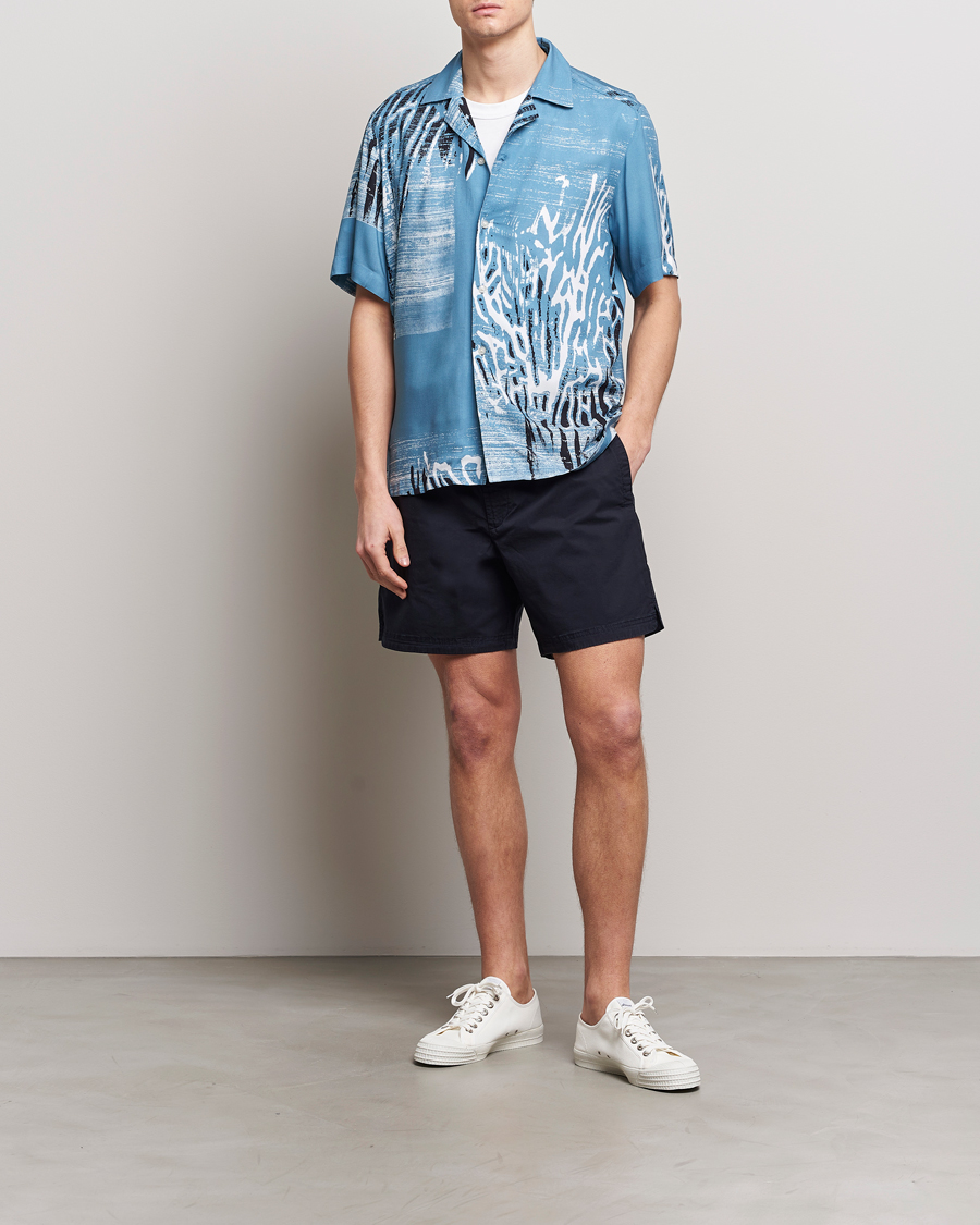 Heren | Overhemden | BOSS ORANGE | Rayer Short Sleeve Printed Shirt Open Blue